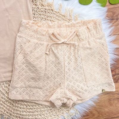 Conj. Blusa Be Cute e Short em Lese - Bege